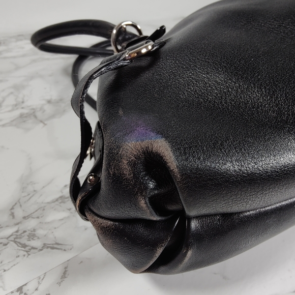 Salvatore Ferragamo Half Moon Black Leather Shoulder Bag AS-IS - Picture 6 of 15